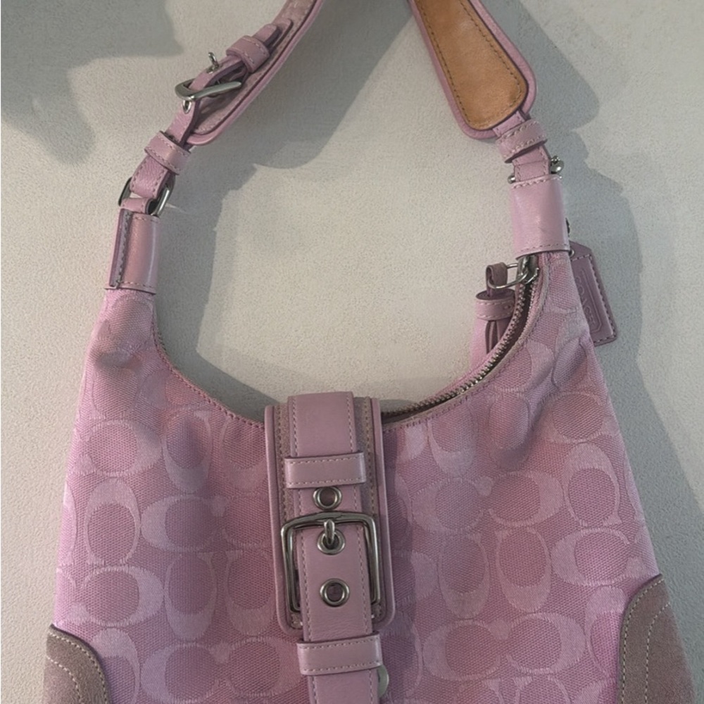 Coach Light Pink Signature Jacquard Hobo Bag - Picture 3 of 13